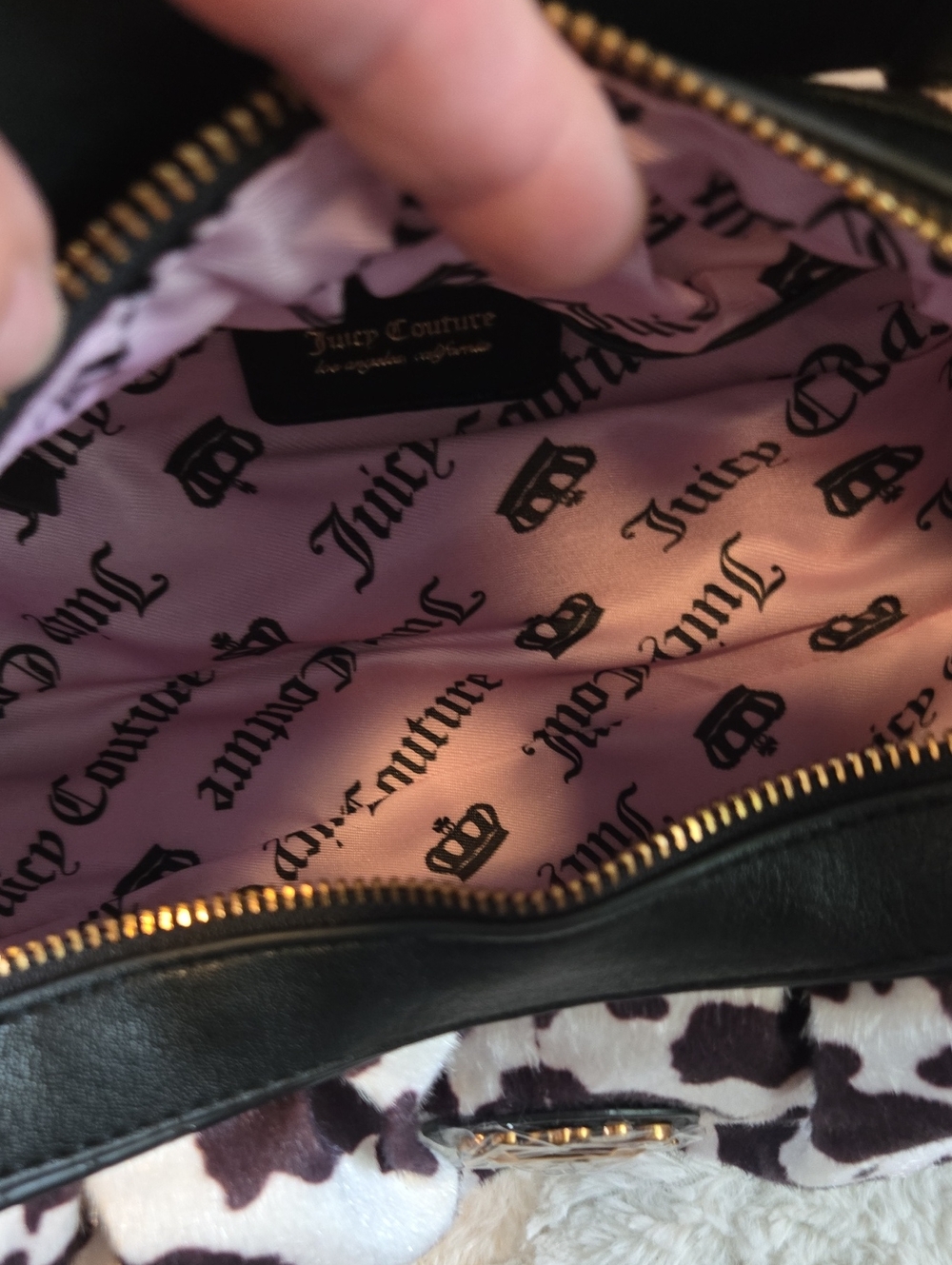 Juicy Couture Romance Cow Print HOBO Bag In Black And White - Picture 8 of 11